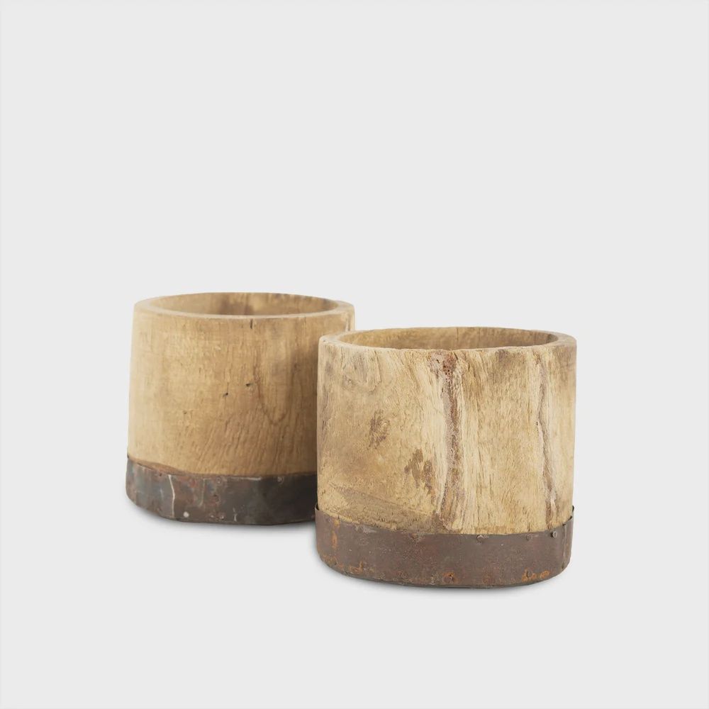 BENOA POT INDIA OUD HOUT EN METAAL UNIEK