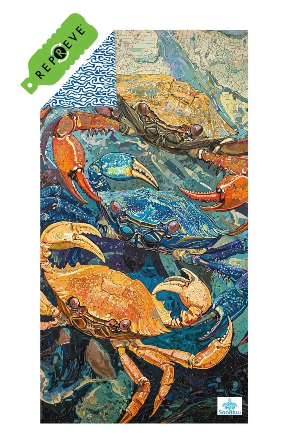 SOOBLUU TRAVEL TOWEL XL CRAB 100X190CM
