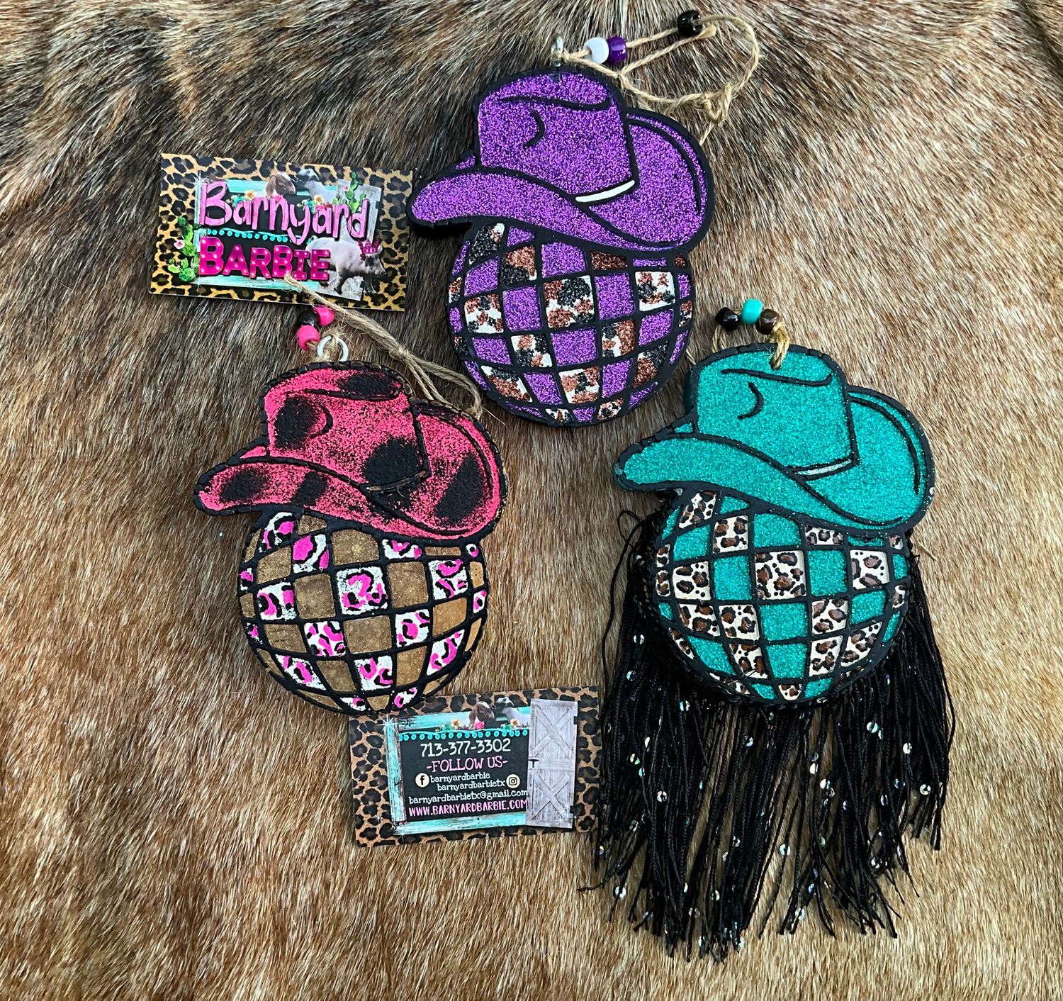 Cowgirl Hat &amp; Disco Ball  Car Freshies/Air Freshener