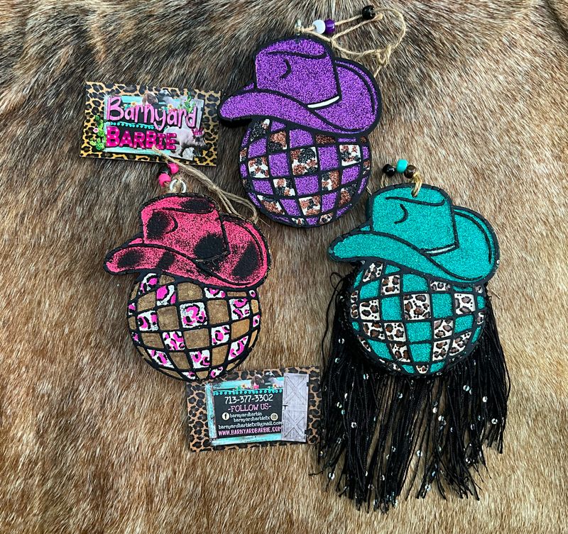 Cowgirl Hat &amp; Disco Ball  Car Freshies/Air Freshener