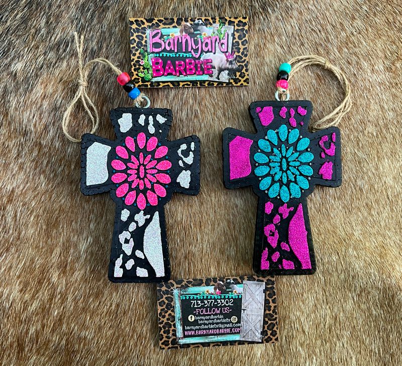 Leopard Concho Cross Car Freshies/Air Freshener