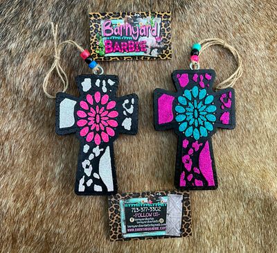 Leopard Concho Cross Car Freshies/Air Freshener