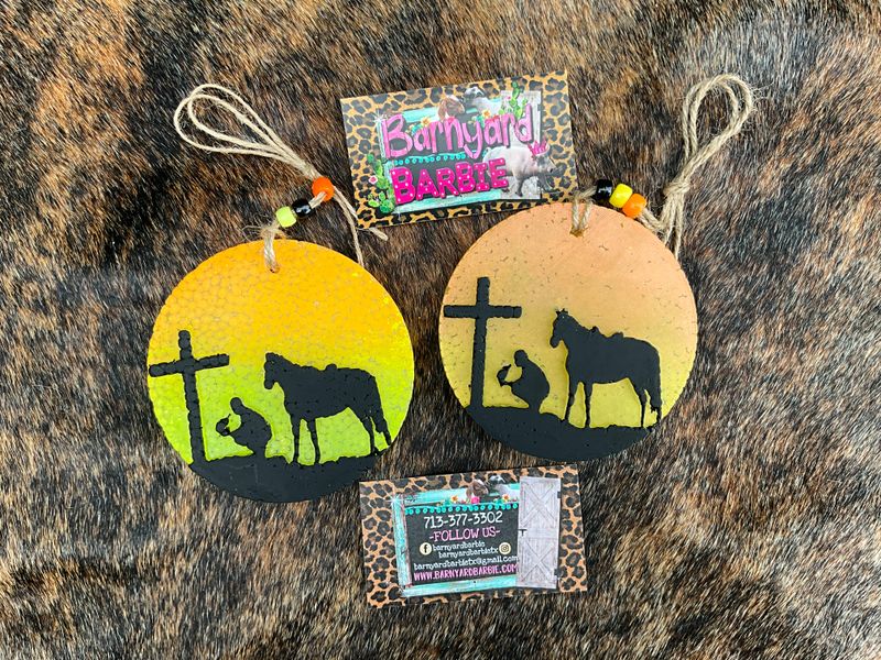 Praying Cowboy with Horse Car Freshies/Air Freshener