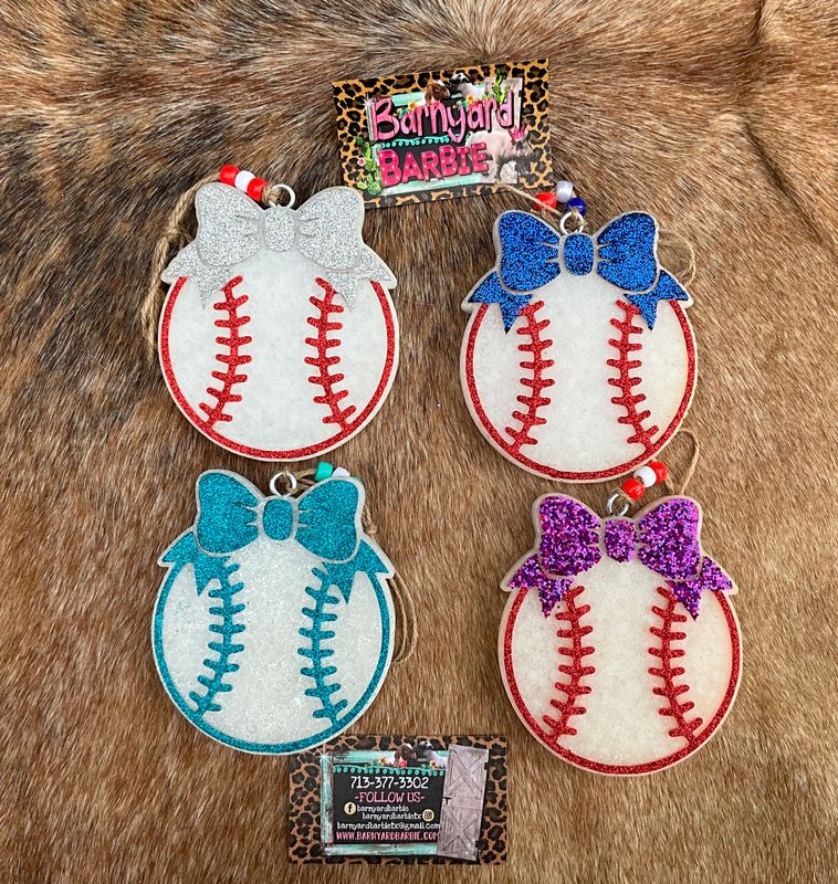 Baseball with Bow Car Freshies/Air Freshener