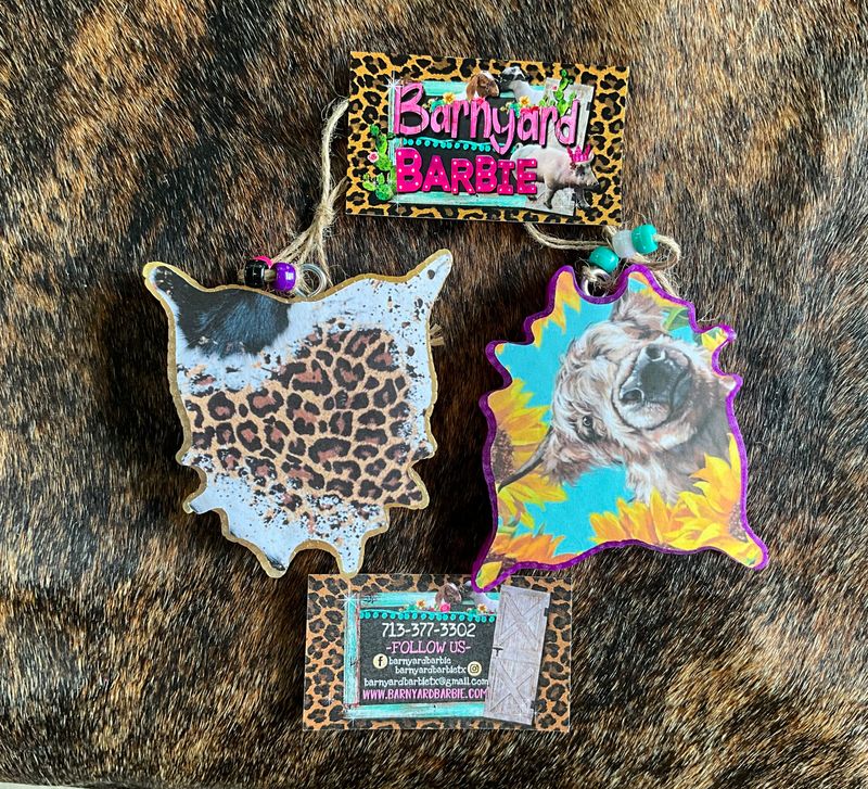 Cow Hide with Card Stock  Car Freshies/Air Freshener