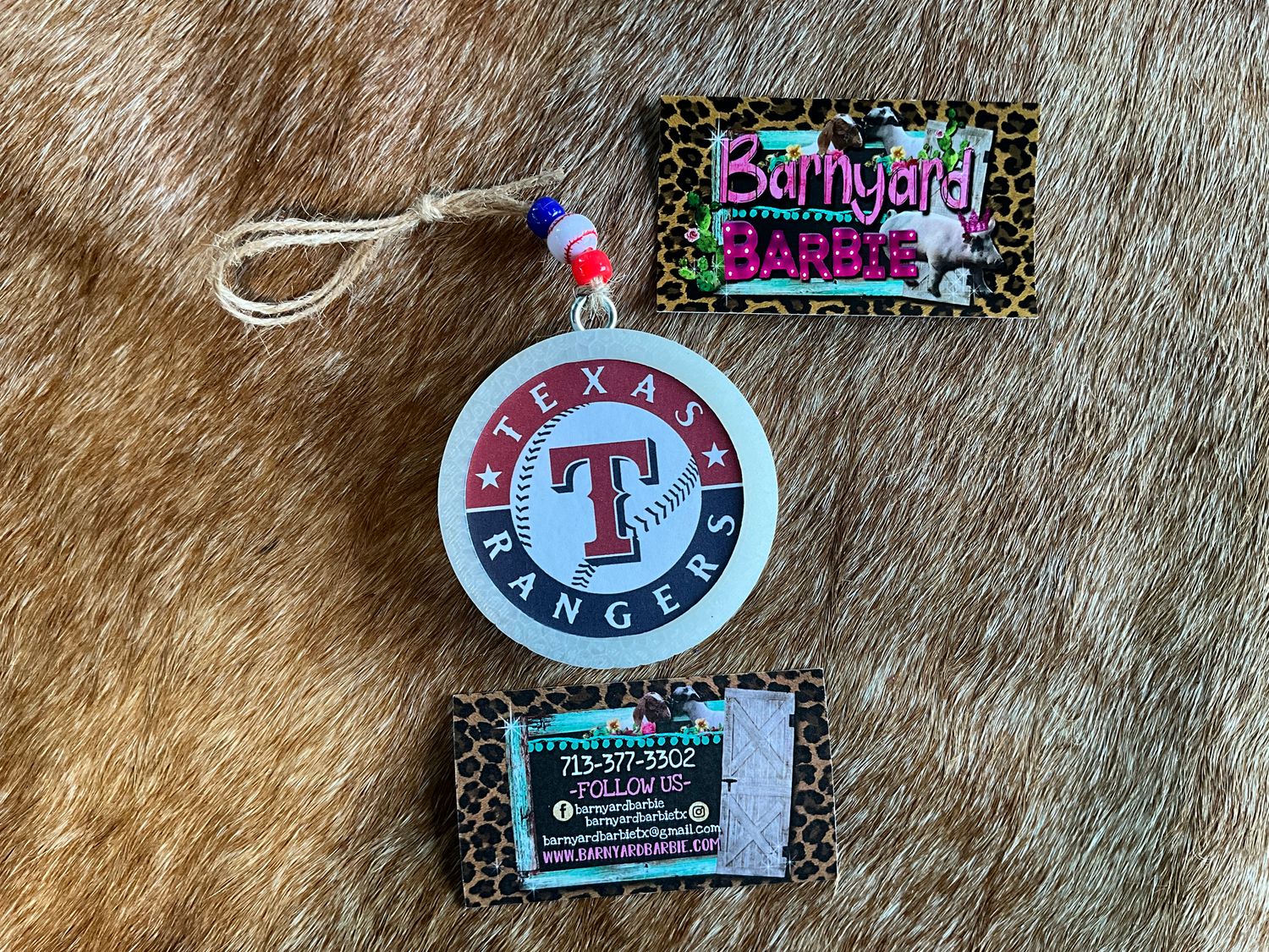 Texas Rangers Card stock Circle Car Freshie/ Air Freshener