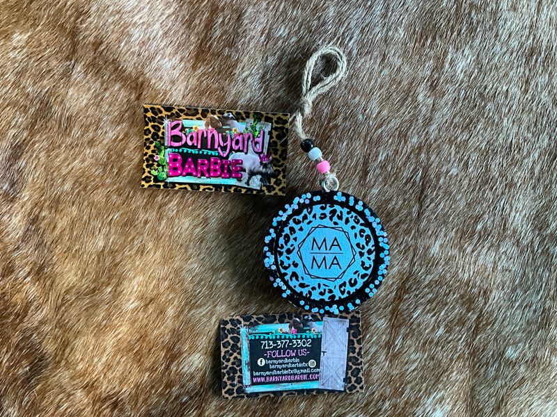 Mama Turquoise Card stock Circle Car Freshies/Air Freshener
