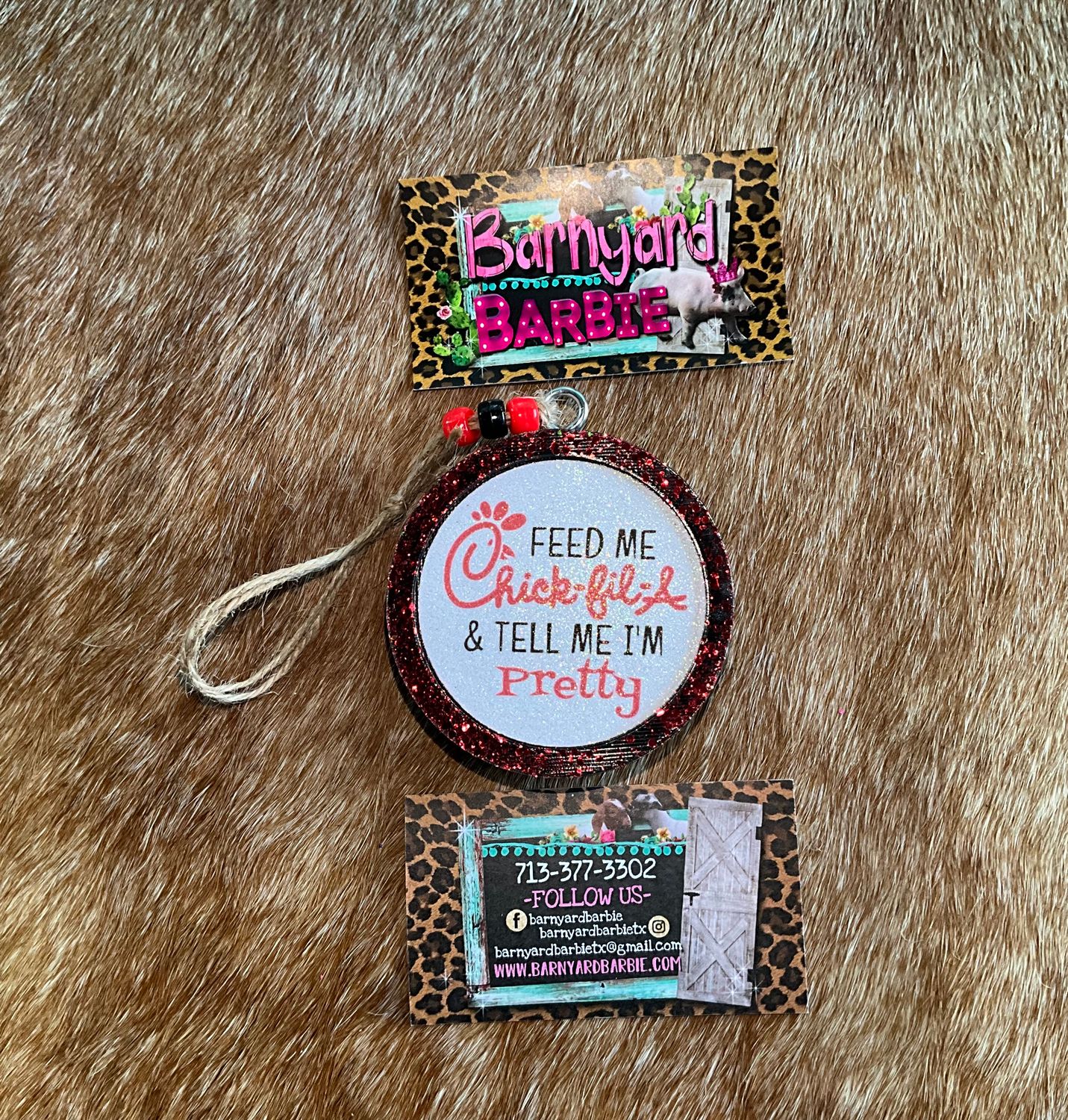 Feed me Chick-Fil-A &amp; Tell Me I’m Pretty Card stock Circle  Car Freshies/Air Freshener