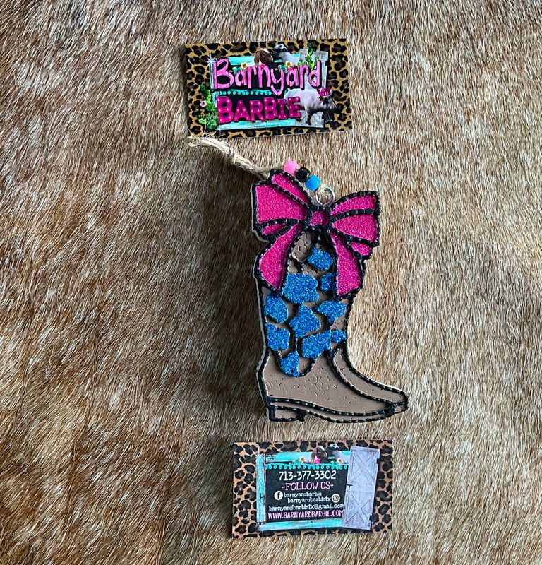 Cow Print Boots with Bow  Car Freshies/Air Freshener