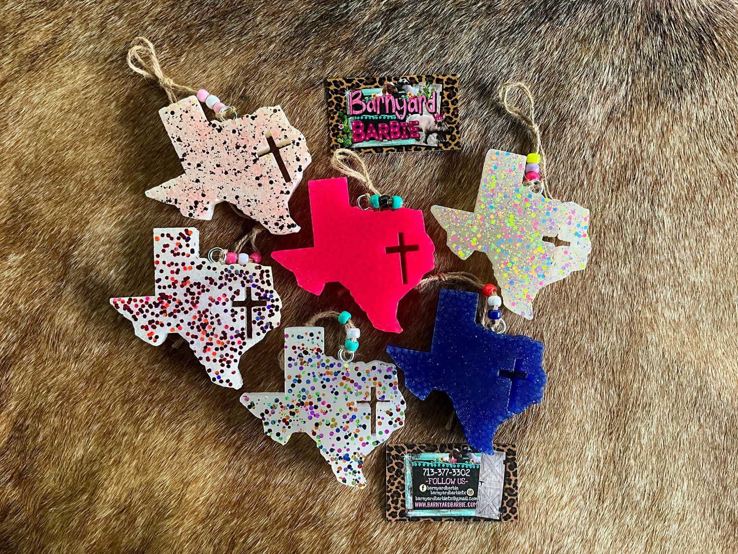 Texas Shape with Cross Cut out Car Freshie/ Air Freshener