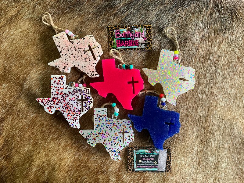 Texas Shape with Cross Cut out Car Freshie/ Air Freshener