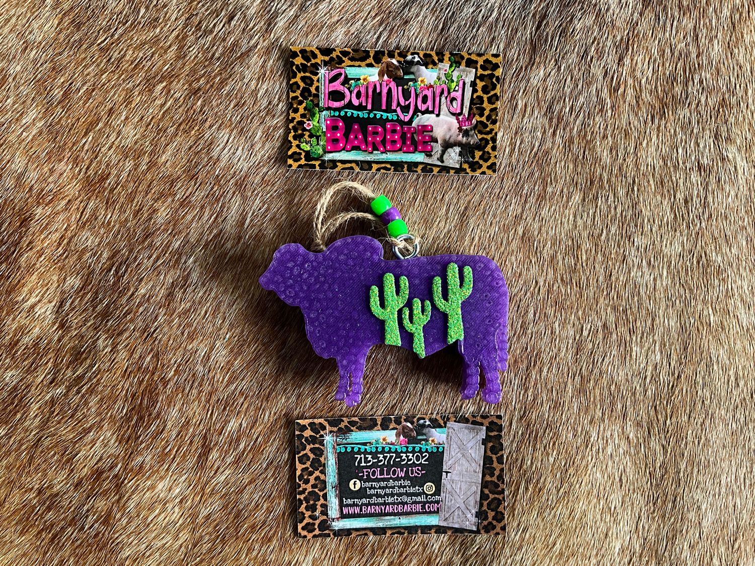 Brahman Steer with Cactus Car Freshies/Air Freshener