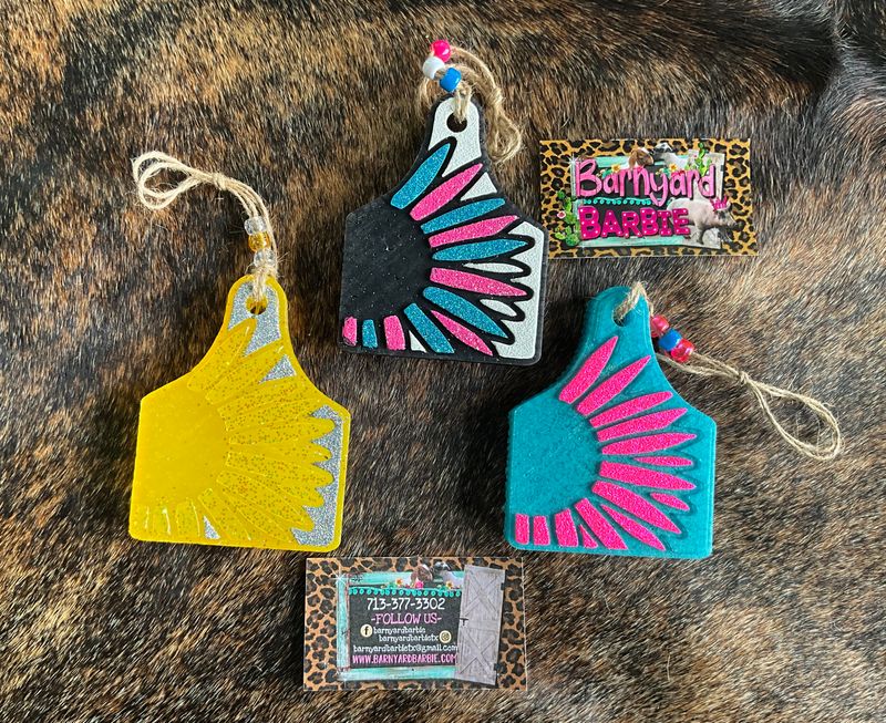 Sunflower Cow Tag  Car Freshies/Air Freshener