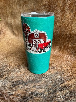20oz Tumbler with a Barn themed and farm animals
