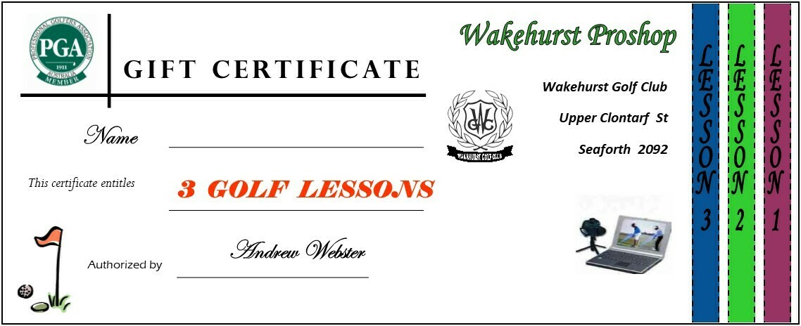 PGA Golf 3 Lesson Voucher