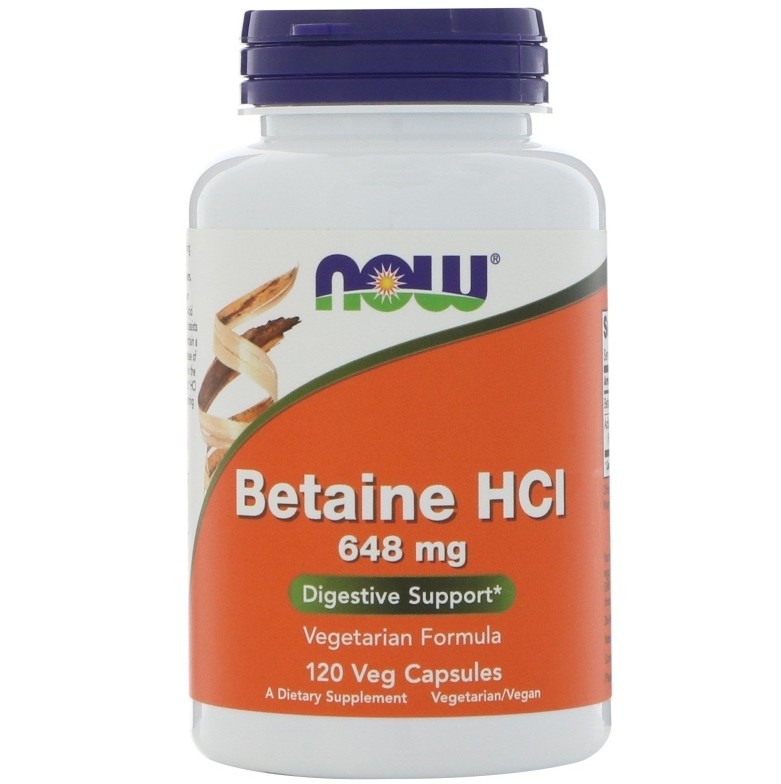 בטאין HCL בתוספת פפסין- תוספת מיץ קיבה לאנשים עם תת חומציות בקיבה | Now Betaine HCL with Pepsin