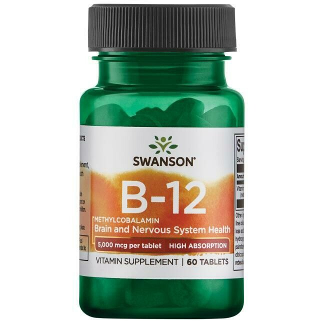 מתילקובלמין  - B12 פעיל למציצה - 5000 מק"ג, 60 טבליות למציצה | Vitamin B-12 Methylcobalamin, 5000mcg, 60t - Swanson