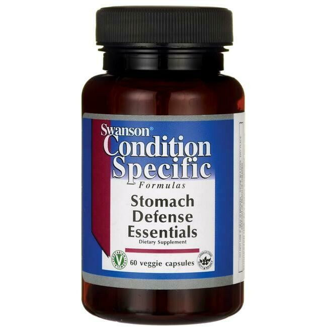 סטומק דיפנס אסנשיאלז - 60 כמוסות - מאזן יתר חומציות בקיבה | Stomach Defense Essentials 60vc - Swanson Vitamins