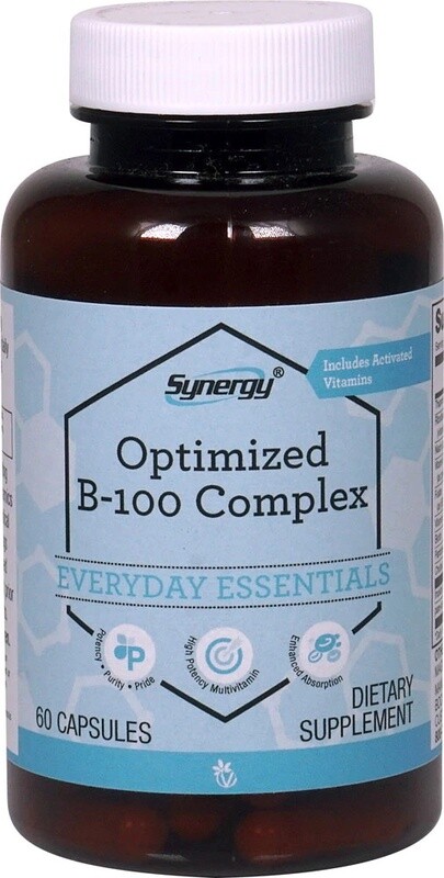 B קומפלקס 100 סינרג'י, 60 כמוסות, בנוסחה אופטימלית | Optimized B-100, 60 capsules - Vitacost Synergy