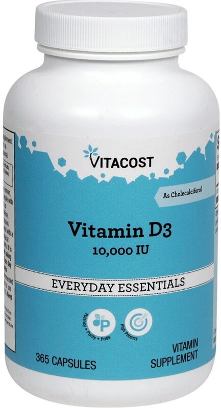 ויטמין D3 - 10,000 יחב"ל, 365 כמוסות | Vitamin D3 10000IU 365c - Vitacost