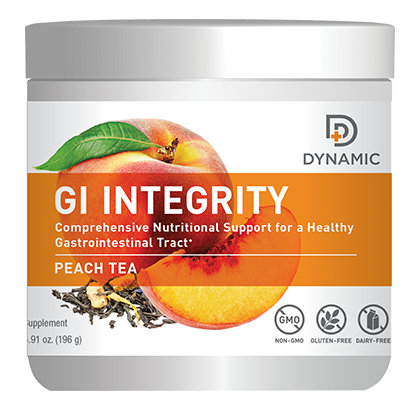 אבקה להכנת משקה בטעם תה אפרסק לתמיכה במערכת העיכול | Dynamic GI Integrity - Nutridyn