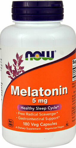 מלטונין 5 מ"ג 180 קפסולות צמחיות | Melatonin 5mg 180vc - Now