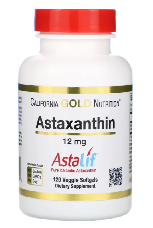 אסטקסנטין - נוגד החמצון החזק ביותר - 120 כמוסות, 12 מ"ג לכמוסה | Astaxanthin, 12mg, 120vc - California Gold Nutrition