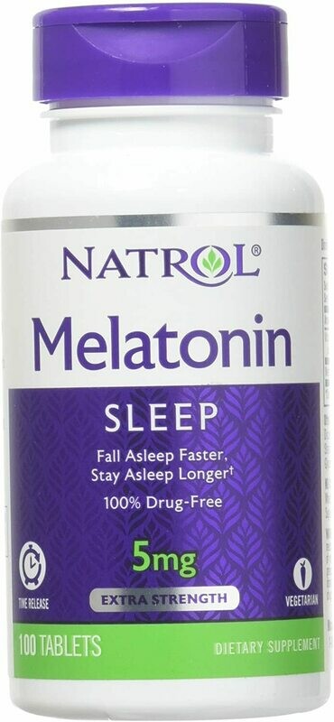 מלטונין, 5 מ"ג, 100 טבליות - בשחרור מושהה. תומך בכניסה לשינה וגם בהישארות בשינה | Melatonin Time Release 5mg - Natrol