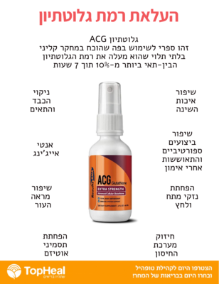 ACG Glutathione גלוטתיון - תרסיס גלותתיון מתקדם- תכשיר אנטי אייג&#39;ינג להעלאת אנרגיות- 120 מ&quot;ל | ACG Glutatione 120ml - ResultsRNA