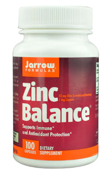 אבץ (15 מ"ג) עם נחושת (1 מ"ג)/ 100 קפסולות | zinc Balance 15 mg 100c - Jarrow