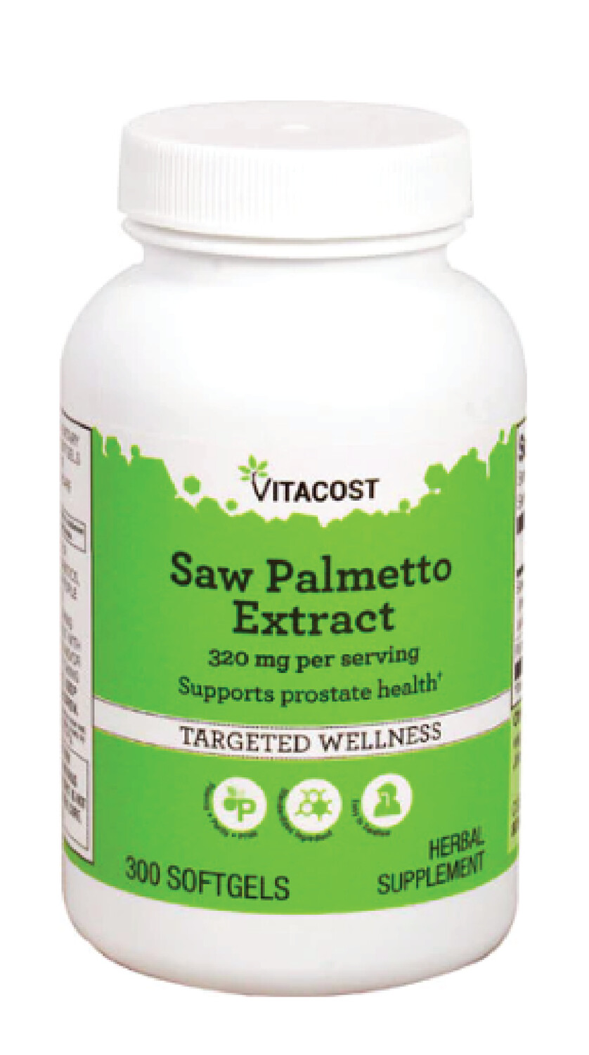 תמצית דקל ננסי מרוכזת, 300 כמוסות, 320 מ"ג למנה | Saw Palmetto Extract, 320 mg/srv , 300 sg - Vitacost