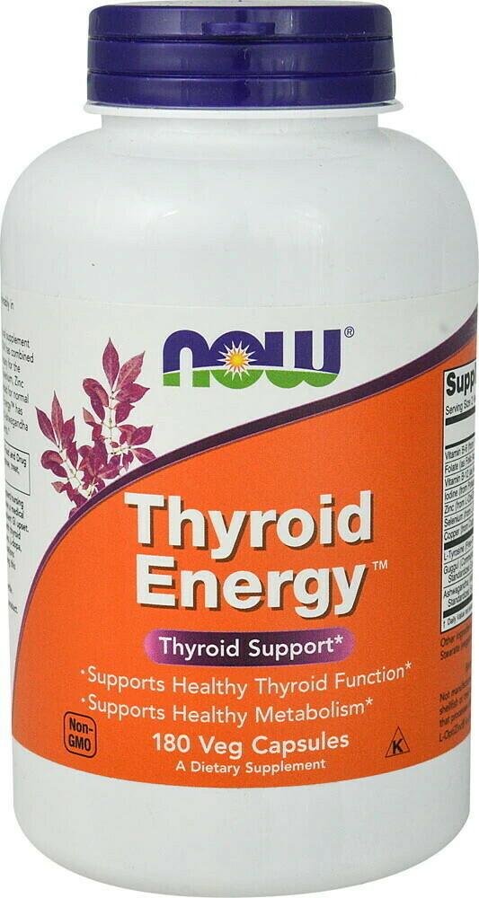טירואיד אנרג'י - פורמולה לתמיכה בבלוטת התריס - 180 כמוסות טבעוניות, כשר | Thyroid Energy - Now