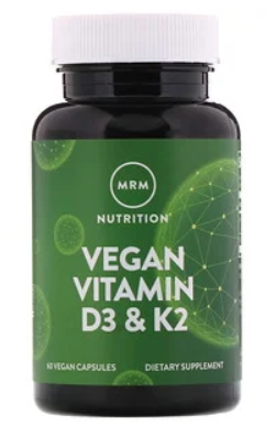 ויטמין D3 + K2 טבעוני - 2,500 יחב"ל, 60 כמוסות | Vegan Vitamin D3 & K2 60 Vegan Capsules - MRM