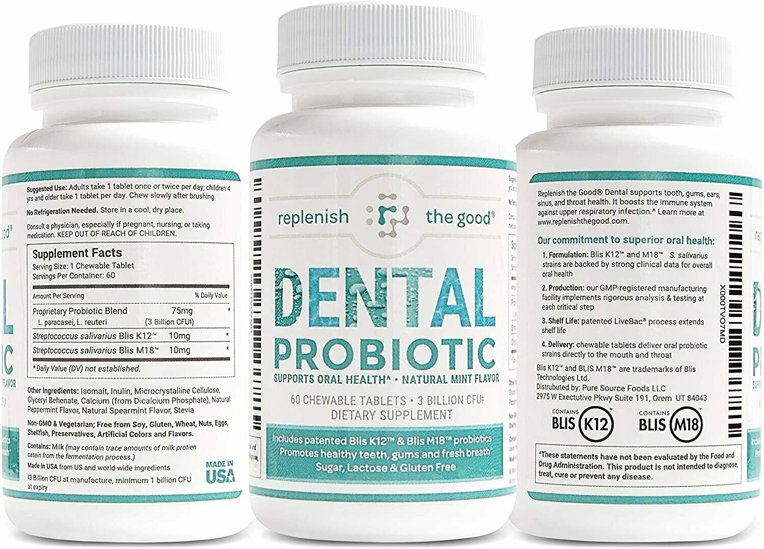 פרוביוטיקה דנטלית - 60 טבליות למציצה | Dental Probiotic 60t Non-GMO Blis K2 + Blis M18 - Fountain of Youth