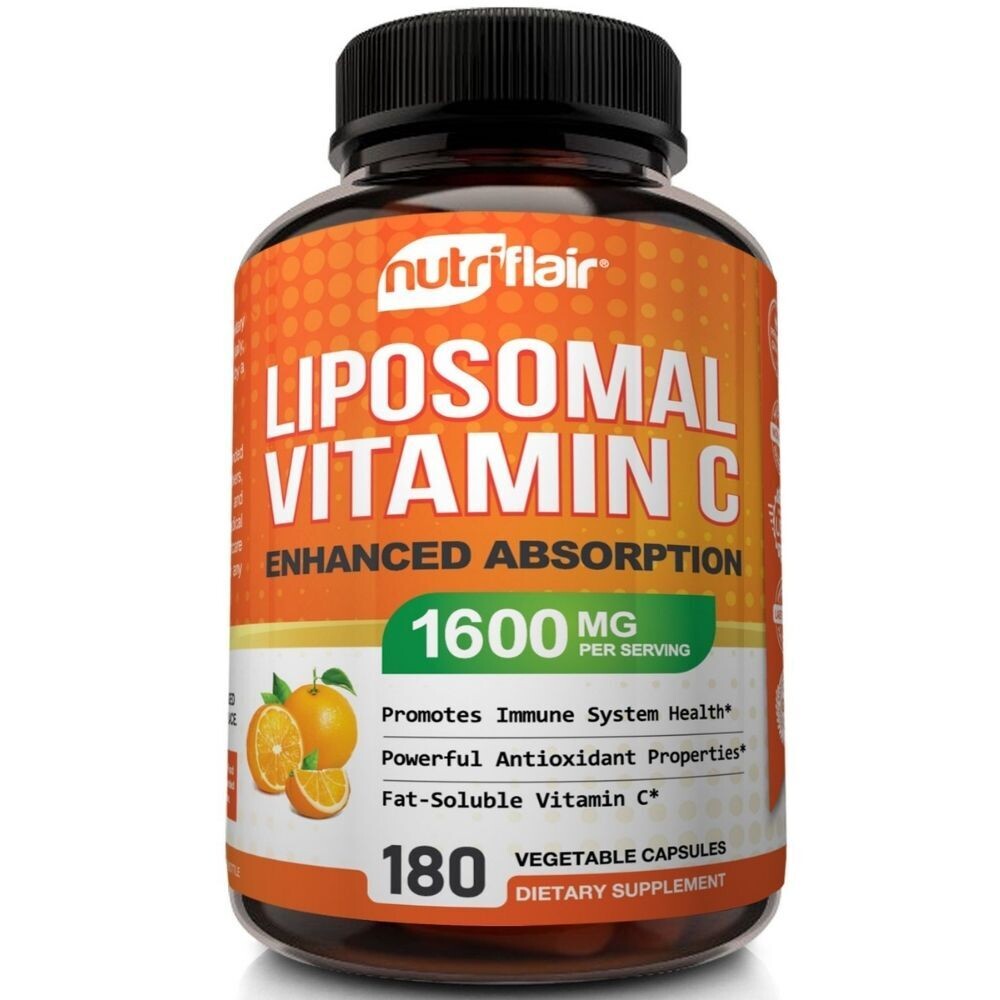 ויטמין C ליפוזומלי - 1600 מ"ג למנה, 180 כמוסות צמחיות  | Liposomal Vitamin C 1650mg/2, 180 Capsules - Nutriflair