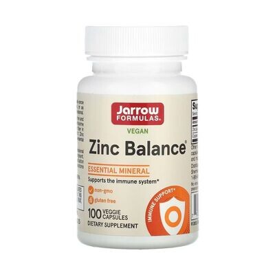 אבץ (15 מ&quot;ג) עם נחושת (1 מ&quot;ג)/ 100 קפסולות | zinc Balance 15 mg 100c - Jarrow