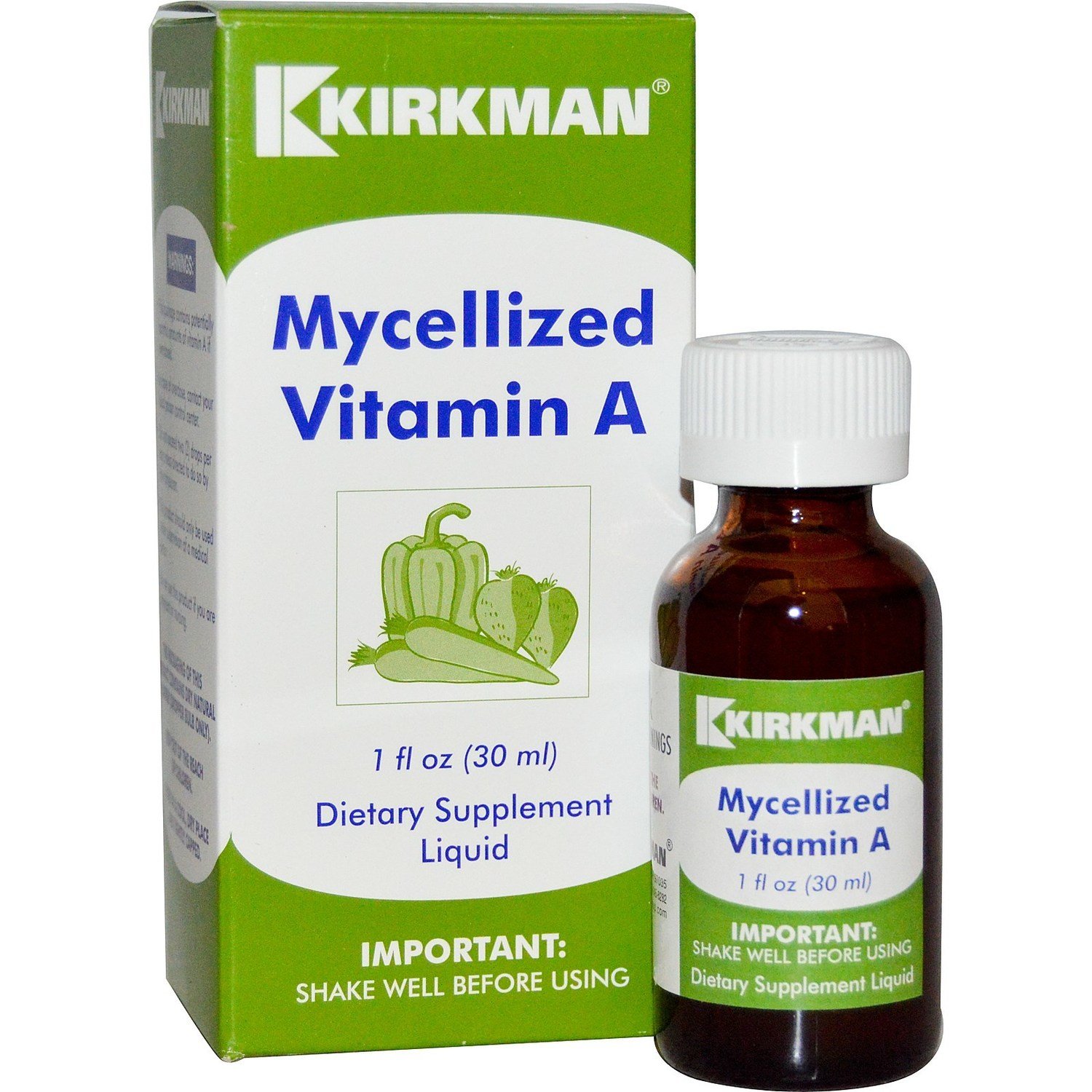 ויטמין A בטיפות | Mycellized Vitamin A Liquid, 1 fl oz (30 ml) - Kirkman Labs