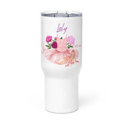 Personalized travel mug with handle