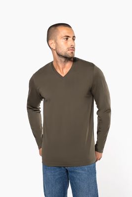 Kariban Heren t-shirt V-hals lange mouwen