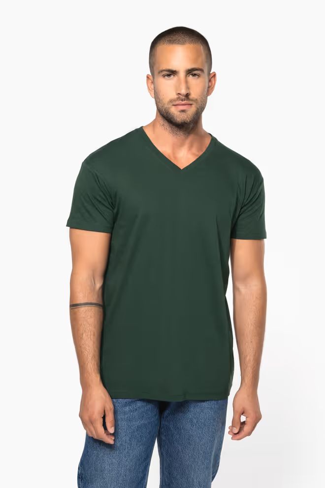 Kariban Bio Heren t-shirt, V-hals, korte mouwen.