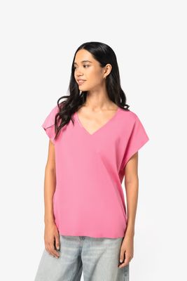 Native Spirit Ecologisch Dames "loose" t-shirt, V-hals, korte mouwen.