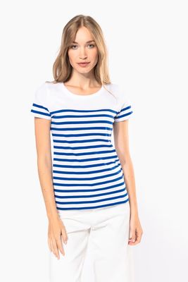 Kariban  Dames Marine Bio t-shirt, ronde hals, korte mouwen.