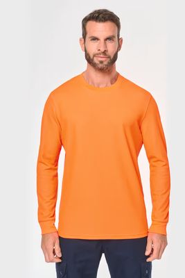 WK Designed To Work Ecologisch Unisex poly cotton t-shirt, ronde hals, lange mouwen.