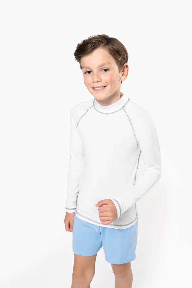 Pro-Act Kinder Technical t-shirt met UV-bescherming, ronde hals, lange mouwen.