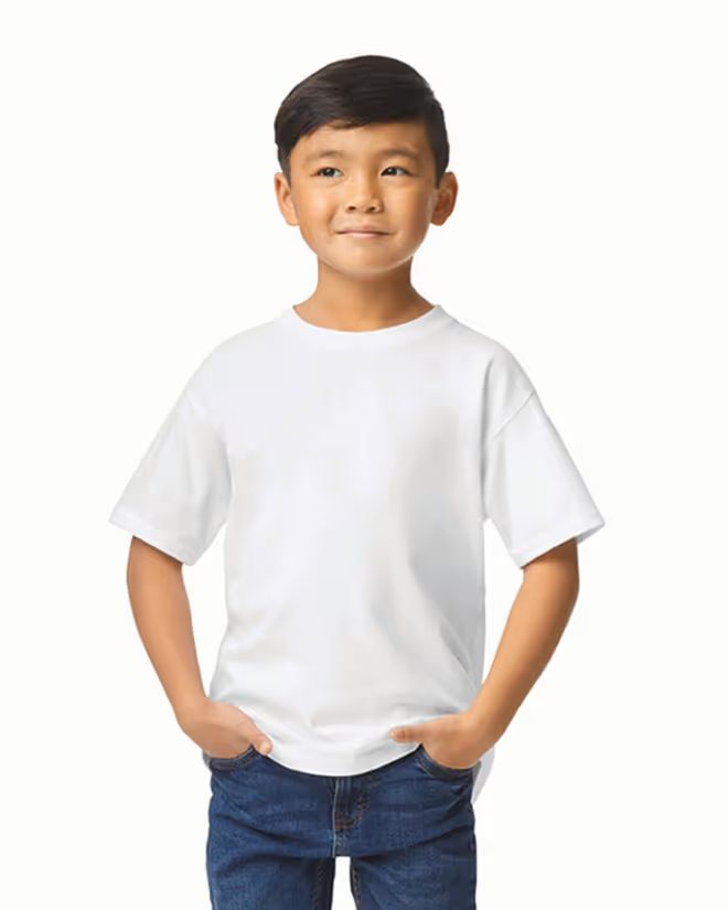 Gildan Kids "Softstyle Midweight" t-shirt, ronde hals, korte mouwen.