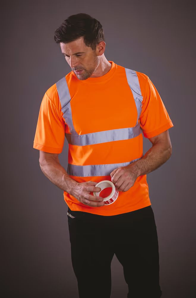 Yoko Heren High Visibility t-shirt, ronde hals, korte mouwen.
