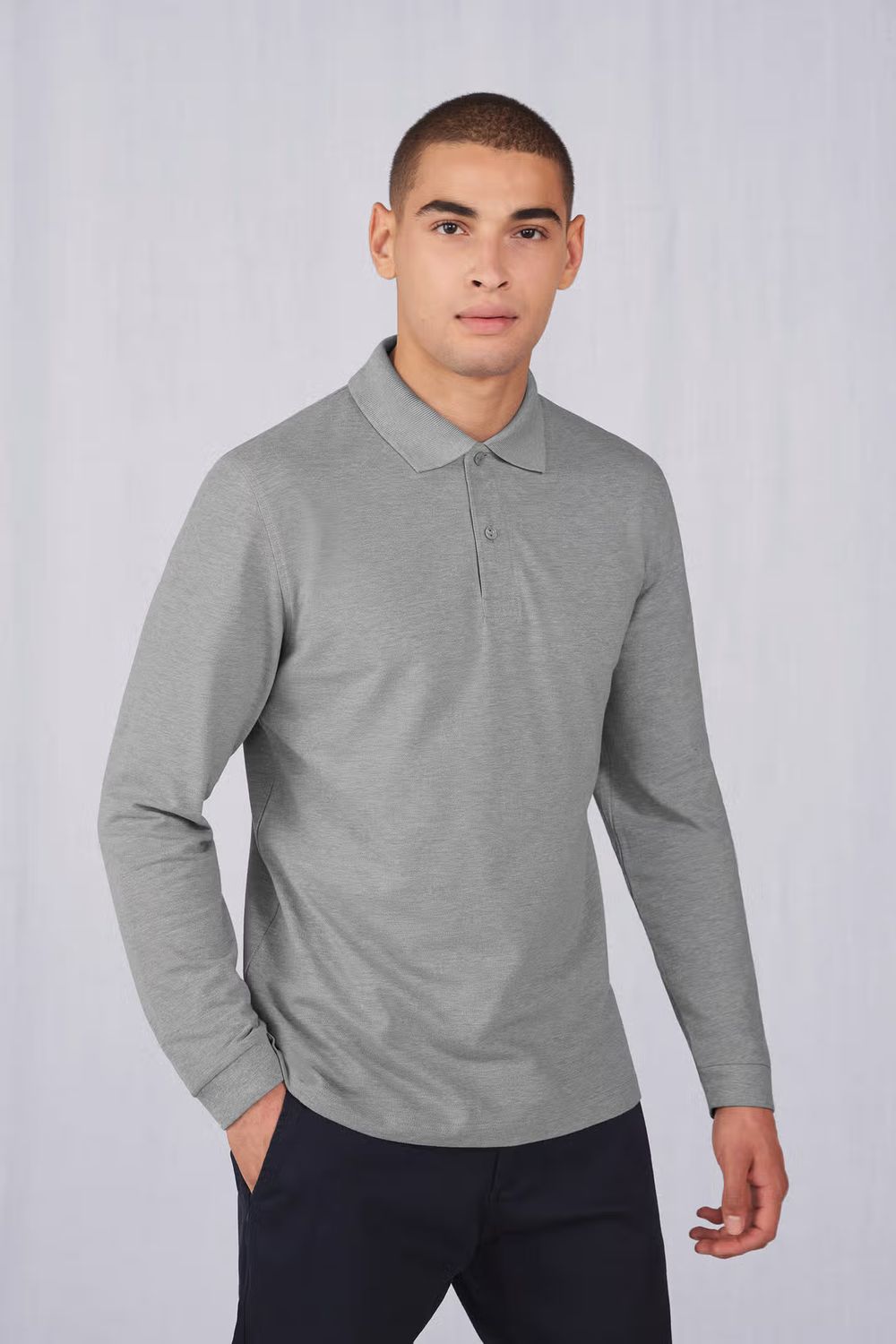 B&amp;C Heren My Polo 210 lange mouwen.