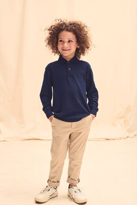 Fruit of the Loom Kinder polo 65/35, lange mouwen.