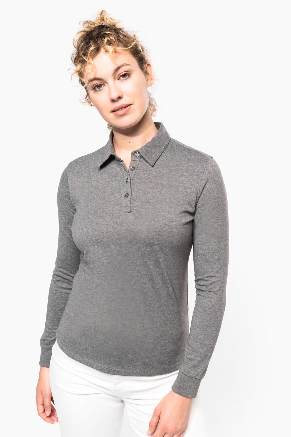 Kariban Dames Polo Jersey, lange mouwen.