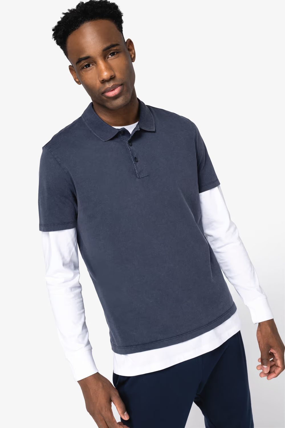 Native Spirit Heren Polo Eco, Jerseystof, korte mouwen.